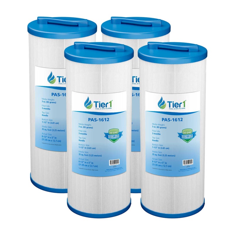 Tier1 Spa Filter Cartridge Replacement for Waterway Teleweir 35 SF â€“ 4 Pack | Compatible with 817-4035, Pleatco PWW35L, Unicel 4CH-935 | 9-1/4" x 4-15/16" | Trilobal Fabric | Washable & Reusable - Image 1